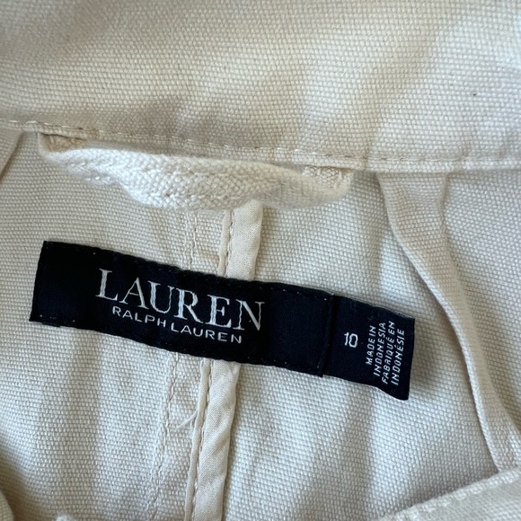 Lauren Ralph Lauren Ivory Cotton 4 Pocket Utility Botton Up Jacket Size 10 - Picture 2 of 9